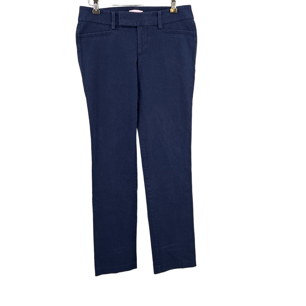 Lilly Pulitzer Navy Blue Pants Solid Trouser Cotton Nautical‎ Preppy Size 4